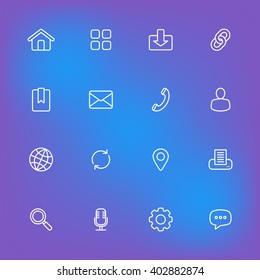 white line simple web icon set for web design, user interface (UI), infographic and mobile application (apps)