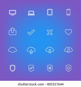 white line simple web icon set for web design, user interface (UI), infographic and mobile application (apps)