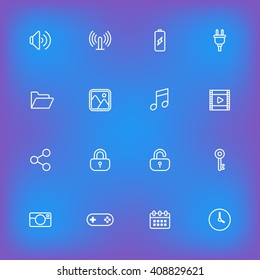 white line simple web icon set for web design, user interface (UI), infographic and mobile application (apps)