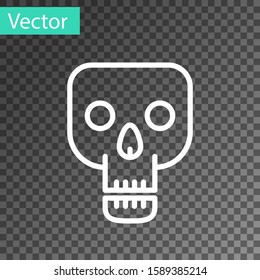 White line Skull icon isolated on transparent background. Happy Halloween party.  Vector Illustration