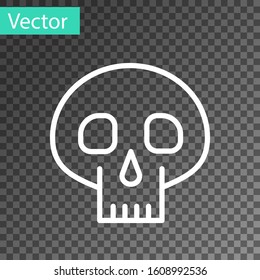 White line Skull icon isolated on transparent background.  Vector Illustration