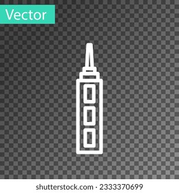 White line Skyscraper icon isolated on transparent background. Metropolis architecture panoramic landscape.  Vector