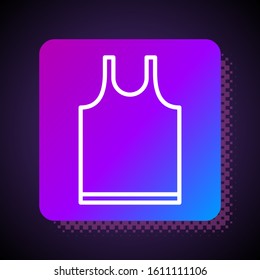 White line Sleeveless T-shirt icon isolated on black background. Square color button. Vector Illustration