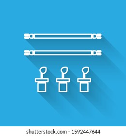 White line Smart farm with light bulb and plant symbol icon isolated with long shadow.  Vector Illustration