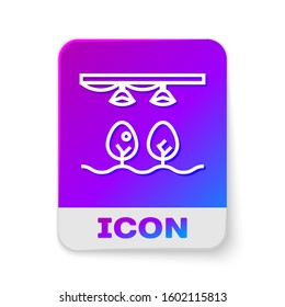 White line Smart farm with light bulb and plant symbol icon isolated on white background. Rectangle color button. Vector Illustration