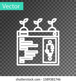White line Smart farming technology - farm automation system in app icon isolated on transparent background.  Vector Illustration