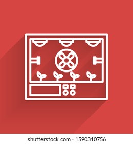 White line Smart farming technology - farm automation system icon isolated with long shadow.  Vector Illustration