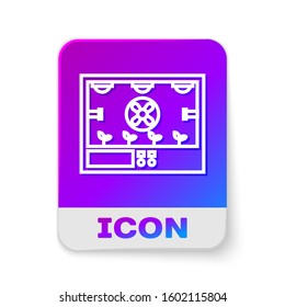 White line Smart farming technology - farm automation system icon isolated on white background. Rectangle color button. Vector Illustration
