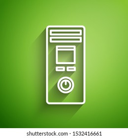 White line Smart home icon isolated on green background. Remote control.  Vector Illustration