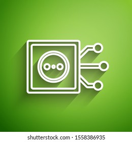 White line Smart home icon isolated on green background. Remote control.  Vector Illustration