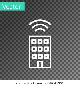 White line Smart home with wireless icon isolated on transparent background. Remote control. Internet of things concept with wireless connection.  Vector