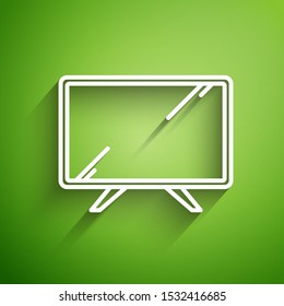 White line Smart Tv icon isolated on green background. Television sign.  Vector Illustration