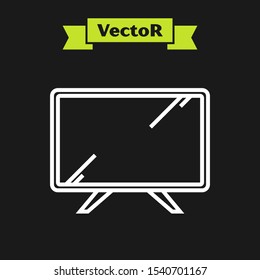 White line Smart Tv icon isolated on black background. Television sign.  Vector Illustration