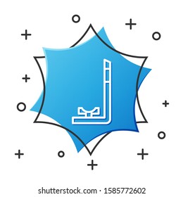 White line Snorkel icon isolated on white background. Diving underwater equipment. Blue hexagon button. Vector Illustration