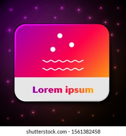 White line snowflakes and waves icon isolated on black background. Rectangle color button. Vector Illustration