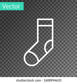 White line Socks icon isolated on transparent background.  Vector Illustration