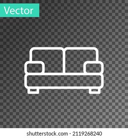 White line Sofa icon isolated on transparent background.  Vector
