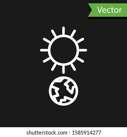 White line Solstice icon isolated on black background.  Vector Illustration