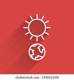 White line Solstice icon isolated with long shadow.  Vector Illustration