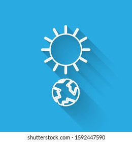 White line Solstice icon isolated with long shadow.  Vector Illustration