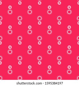 White line Solstice icon isolated seamless pattern on red background.  Vector Illustration