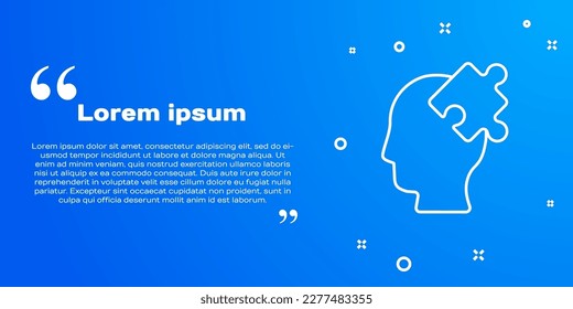 White line Solution to the problem in psychology icon isolated on blue background. Puzzle. Therapy for mental health.  Vector