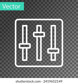 White line Sound mixer controller icon isolated on transparent background. Dj equipment slider buttons. Mixing console.  Vector