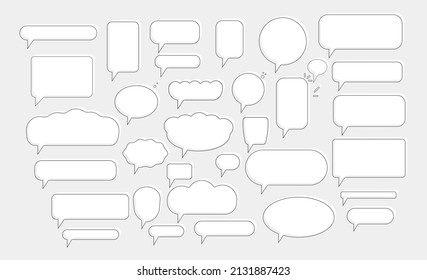 conjunto de ilustraciones vectoriales de globos de voz de línea blanca