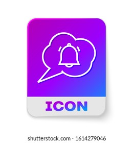 White line Speech bubble with chat notification icon isolated on white background. New message, dialog, chat, social network notification. Rectangle color button. Vector Illustration