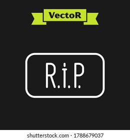 White line Speech bubble rip death icon isolated on black background.  Vector