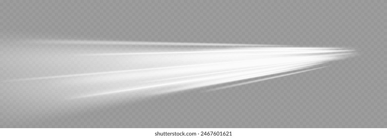 White line speed. The effect of a luminous vortex, the movement of rays. On a transparent background.