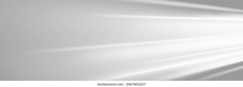 White line speed. The effect of a luminous vortex, the movement of rays. On a transparent background.