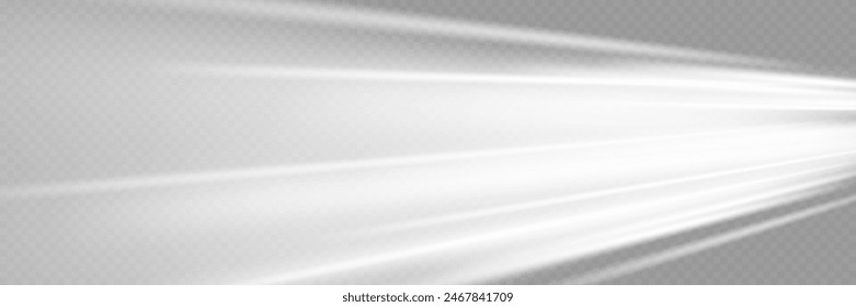 White line speed. The effect of a luminous vortex, the movement of rays. On a transparent background.