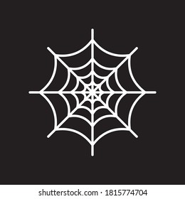 White line spider web vector illustration isolated on black color background. Suitable for t-shirt, holiday party, banner, or other design project.