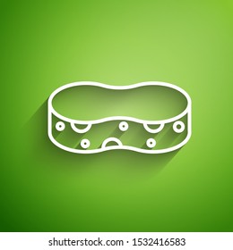 White line Sponge icon isolated on green background. Wisp of bast for washing dishes. Cleaning service concept.  Vector Illustration