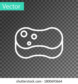 White line Sponge icon isolated on transparent background. Wisp of bast for washing dishes. Cleaning service concept. Vector Illustration