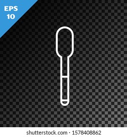 White line Spoon icon isolated on transparent dark background. Cooking utensil. Cutlery sign.  Vector Illustration