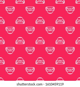 White line Sport bag icon isolated seamless pattern on red background.  Vector Illustration