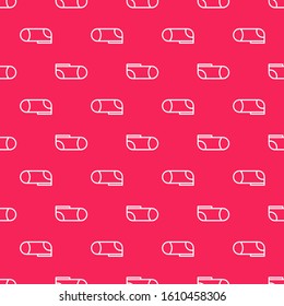 White line Sport socks icon isolated seamless pattern on red background.  Vector Illustration