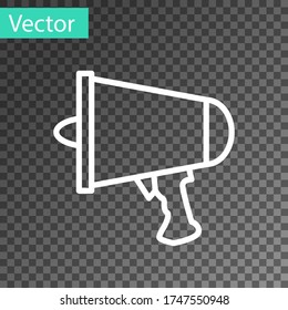 White line Spread the word, megaphone icon isolated on transparent background. Vector Illustration