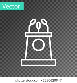 Soporte de la etapa de la línea blanca o icono de la tribuna de podio de debate aislado sobre fondo transparente. Tribune del discurso de la conferencia.  Ilustración vectorial