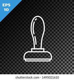 White line Stamp icon isolated on transparent dark background.  Vector Illustration