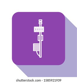 White line Standalone sensor icon isolated on white background. Purple square button. Vector Illustration