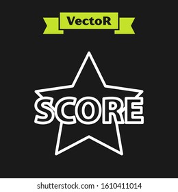 White line Star icon isolated on black background. Favorite, score, best rating, award symbol.  Vector Illustration
