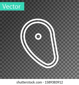 White line Steak meat icon isolated on transparent background.  Vector Illustration