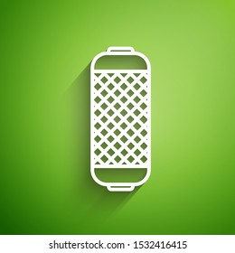 White line Stereo speaker icon isolated on green background. Sound system speakers. Music icon. Musical column speaker bass equipment.  Vector Illustration