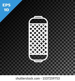 White line Stereo speaker icon isolated on transparent dark background. Sound system speakers. Music icon. Musical column speaker bass equipment.  Vector Illustration
