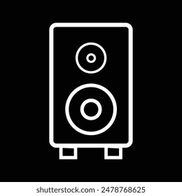 White line Stereo speaker icon isolated on black background. Music icon. Musical column speaker bass equipment. Vector illustration. Eps file 127.