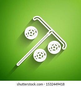White line Stick for chips icon isolated on green background. Casino gambling.  Vector Illustration