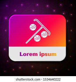 White line Stick for chips icon isolated on black background. Casino gambling. Rectangle color button. Vector Illustration
